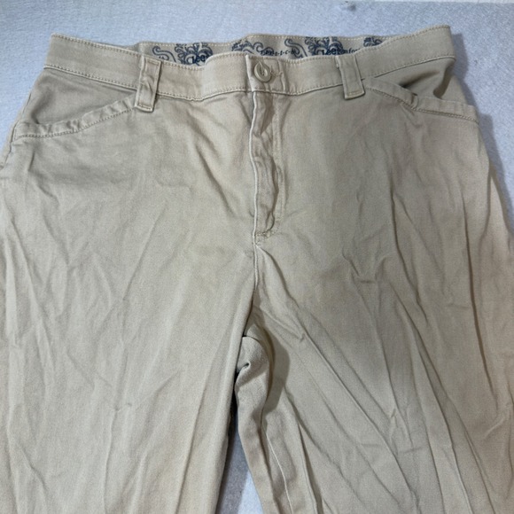 Lee Pants - Lee Womens Comfort Waistband Khaki Tan Stretch Straight Leg Pants Size 14 Medium